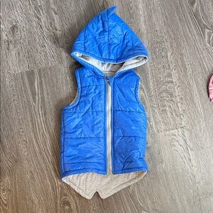 Blue Hooded Puffer Vest Dinosaur Vest